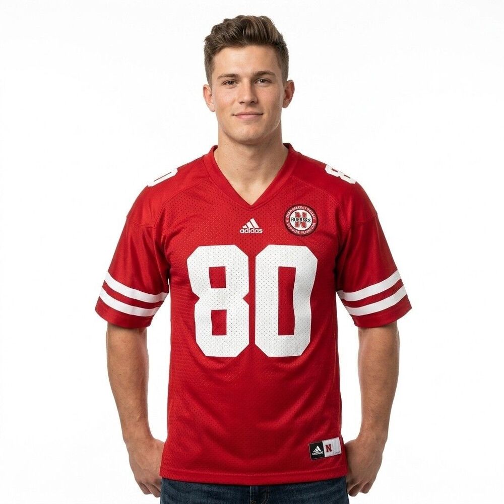 Adidas Nebraska Cornhuskers Football Jersey Men's XL Red #80